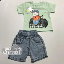 قیمت و خرید بلوز و شورت گل ایران گربه دورایمون کد 705 - سیسمونی آقابزرگ