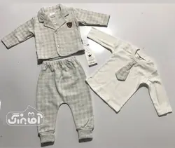 قیمت و خرید سه تیکه کت و شلوار طوسی 764 پوشانک - سیسمونی آقابزرگ