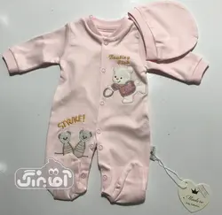 قیمت و خرید سرهمی ریز پوشانک صورتی کد 763 طرح خرس ورزشکار - سیسمونی آقابزرگ