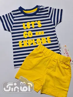 قیمت و خرید بلوز شورت چاپ راه راه سرمه ای مهتا کد 1628 - سیسمونی آقابزرگ