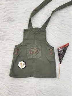 قیمت و خرید پیشبندی کتان کوتاه بهار طرح قلب سبز - سیسمونی آقابزرگ