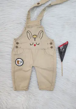 قیمت و خرید پیشبندی کتان بهار گلدوزی خرگوش تاج دار - سیسمونی آقابزرگ