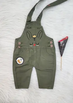 قیمت و خرید پیشبندی کتان بهار گلدوزی خرگوش تاج دار - سیسمونی آقابزرگ