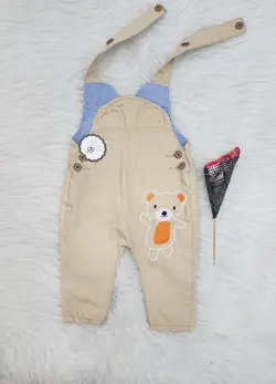 قیمت و خرید پیشبندی کتان بهار گلدورزی خرس نارنجی - سیسمونی آقابزرگ