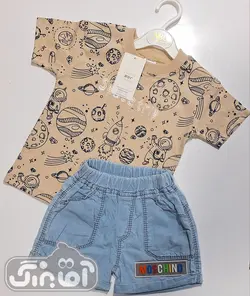 قیمت و خرید بلوز و شورت گل ایران کد 5327 طرح موشک و فضانورد - سیسمونی آقابزرگ