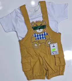 قیمت و خرید دو تیکه بلوز و پیشبندی کتان گل ایران طرح خرس عینکی - سیسمونی آقابزرگ