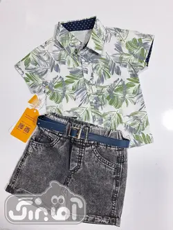 قیمت و خرید پیراهن شلوارک 3-4 لونامی طرح هاوایی برگ سبز - سیسمونی آقابزرگ