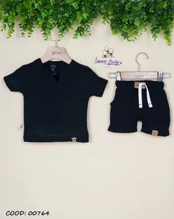 قیمت و خرید تیشرت شلوارک 764 آی نور طرح ساده مشکی - سیسمونی آقابزرگ