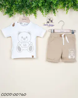 قیمت و خرید تیشرت شلوارک 760 آی نور چاپ برجسته خرس - سیسمونی آقابزرگ