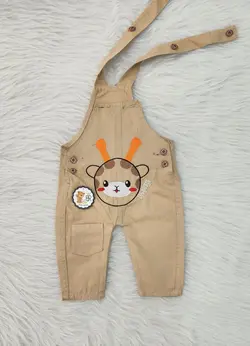 قیمت و خرید پیشبندی کتان بهار طرح زرافه شاخ نارنجی کد 4155 - سیسمونی آقابزرگ