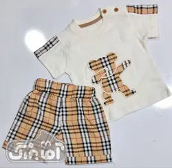 قیمت و خرید تیشرت شلوارک گلدوزی استپ طرح خرس چهارخونه کد 144 - سیسمونی آقابزرگ