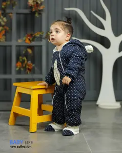 قیمت و خرید کاپشن سرهمی شمعی 1004-1005 خالخالی سرمه ای - سیسمونی آقابزرگ