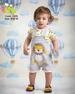 قیمت و خرید بلوز سرهمی چاپ حیوانات گلدوزی شیر مهتا مدل 1026 - سیسمونی آقابزرگ