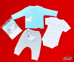 قیمت و خرید سه تیکه بی بی وان طرح یونیکورن آبی کد512 - سیسمونی آقابزرگ