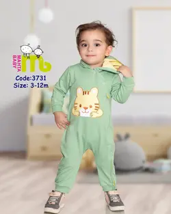 قیمت و خرید سرهمی کلاهدار زیپ دار گلدوزی کله ببر مهتا مدل3731 - سیسمونی آقابزرگ