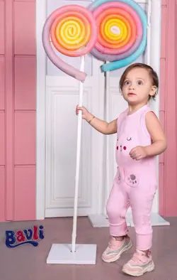 سرهمی رکابی قواره دار بی بی وان طرح جودون گربه صورتی