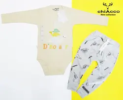 قیمت و خرید بادی و شلوار چیاکو طرح دایناسور کرم - سیسمونی آقابزرگ