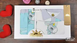 قیمت و خرید 5 تکه نی نی سان مدل تکشاخ آبی - سیسمونی آقابزرگ