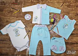 قیمت و خرید 5 تکه نی نی سان مدل تکشاخ آبی - سیسمونی آقابزرگ