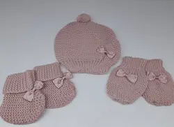 ست کلاه و دستکش و پاپوش بافت