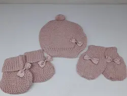 ست کلاه و دستکش و پاپوش بافت