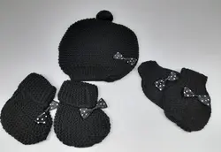 ست کلاه و دستکش و پاپوش بافت