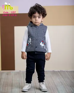 قیمت و خرید سه تکه سرمه ای گلدوزی سگ 1157 مهتا - سیسمونی آقابزرگ