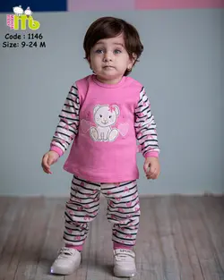 قیمت و خرید بلوز شلوار صورتی خرس وقلب 1146 مهتا - سیسمونی آقابزرگ