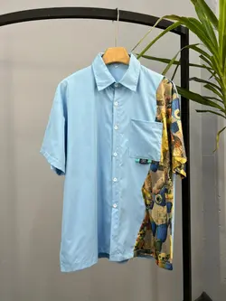 شومیز دکمه دار ساتن عروسکی کد ۲۸۳۳