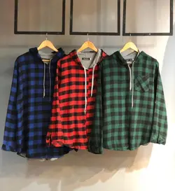 پیراهن چهارخونه  کلاه دار پارچه کشمیر 😍 کیفیت عالی کد ۱۸۳۱