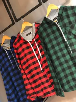 پیراهن چهارخونه  کلاه دار پارچه کشمیر 😍 کیفیت عالی کد ۱۸۳۱