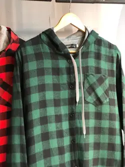 پیراهن چهارخونه  کلاه دار پارچه کشمیر 😍 کیفیت عالی کد ۱۸۳۱