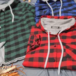 پیراهن چهارخونه  کلاه دار پارچه کشمیر 😍 کیفیت عالی کد ۱۸۳۱