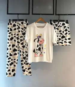 ست سه تیکه تابستانه 🐮کیفیت خوب پنبه کش 🤩 کد 1922