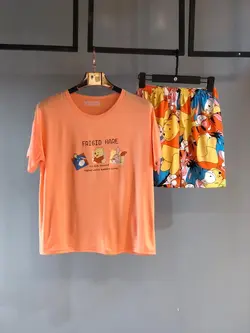 ست ۲تیکه تیشرت و شرتک تابستانه گیاهی کش👌 کد 1602