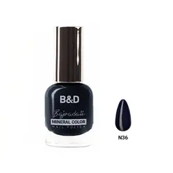 لاک ناخن ساده بی اند دی شماره N36 رنگ آبی نفتی تیره حجم 10 میل | رز سفید