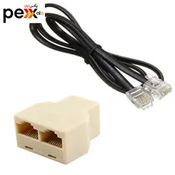 کابل تلفن مدل NV-2M طول 2 متر به همراه سوکت 1 به 2