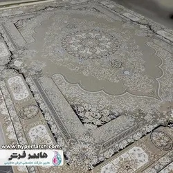 فرش الماس کویر طرح راشل نقره ای کلکسیون نقش جهان