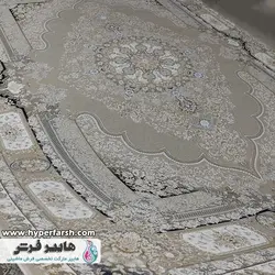 فرش الماس کویر طرح راشل نقره ای کلکسیون نقش جهان