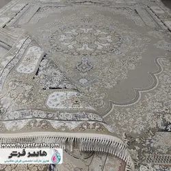 فرش الماس کویر طرح راشل نقره ای کلکسیون نقش جهان