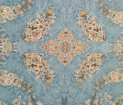 فرش ماشینی ساتراپی طرح گلساران زمینه آبی