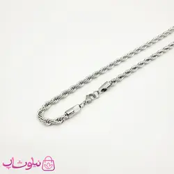 زنجیر گردنبند مردانه استیل نقره ای