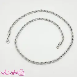 زنجیر گردنبند مردانه استیل نقره ای