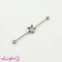 پیرسینگ گوش نگیندار نقره ای استیل کد 891