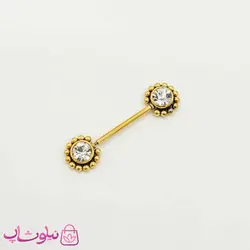 پیرسینگ سینه نگیندار طلایی کد 891-1