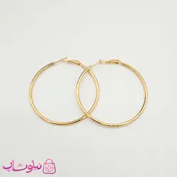 گوشواره حلقه ای ژوپینگ ساده طلایی قطر 5 سانت کد 1391