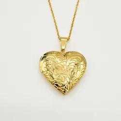 گردنبند لاکت قلب طرح گل طلایی کد 599