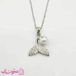 گردنبند دخترانه مدل دم وال نقره ای کد 1088