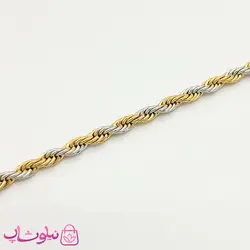 دستبند طنابی دو رنگ زنانه استیل ضخیم کد 399
