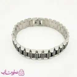 دستبند مردانه رولکس نقره ای مشکی کد 2563